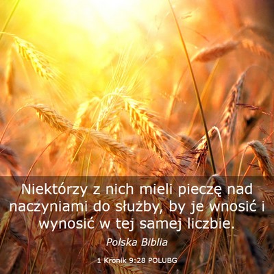 Picture 03 - 1 Kronik 9:28 POLUBG - Niektórzy z nich mieli pieczę nad naczyniami do - Bible Verse Picture