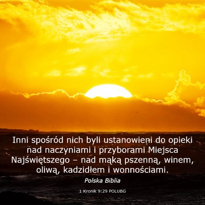 Picture 03 - 1 Kronik 9:29 POLUBG - Inni spośród nich byli ustanowieni do opieki - Bible Verse Picture
