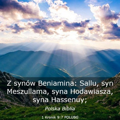 Picture 03 - 1 Kronik 9:7 POLUBG - Z synów Beniamina: Sallu, syn Meszullama, syna - Bible Verse Picture