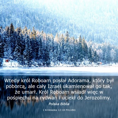 Picture 03 - 1 Królewska 12:18 POLUBG - Wtedy król Roboam posłał Adorama, który był - Bible Verse Picture