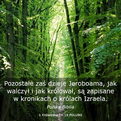 Picture 03 - 1 Królewska 14:19 POLUBG - Pozostałe zaś dzieje Jeroboama, jak walczył i - Bible Verse Picture