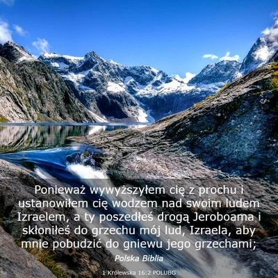 Picture 03 - 1 Królewska 16:2 POLUBG - Ponieważ wywyższyłem cię z prochu i - Bible Verse Picture