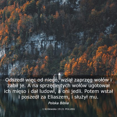 Picture 03 - 1 Królewska 19:21 POLUBG - Odszedł więc od niego, wziął zaprzęg wołów - Bible Verse Picture