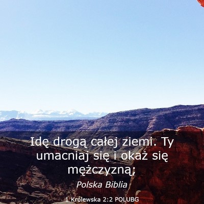 Picture 03 - 1 Królewska 2:2 POLUBG - Idę drogą całej ziemi. Ty umacniaj się i - Bible Verse Picture