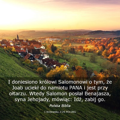 Picture 03 - 1 Królewska 2:29 POLUBG - I doniesiono królowi Salomonowi o tym, że Joab - Bible Verse Picture