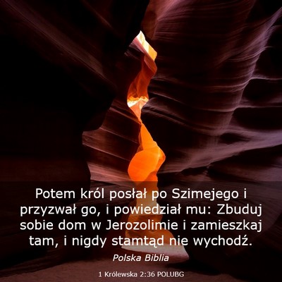 Picture 03 - 1 Królewska 2:36 POLUBG - Potem król posłał po Szimejego i przyzwał go, - Bible Verse Picture