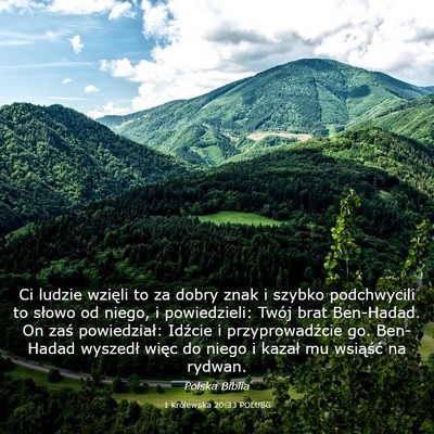 Picture 03 - 1 Królewska 20:33 POLUBG - Ci ludzie wzięli to za dobry znak i szybko - Bible Verse Picture