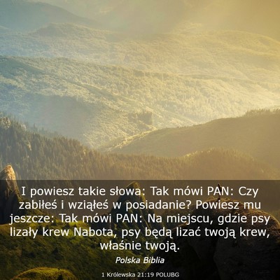 Picture 03 - 1 Królewska 21:19 POLUBG - I powiesz takie słowa: Tak mówi PAN: Czy - Bible Verse Picture