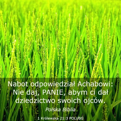 Picture 03 - 1 Królewska 21:3 POLUBG - Nabot odpowiedział Achabowi: Nie daj, PANIE, - Bible Verse Picture