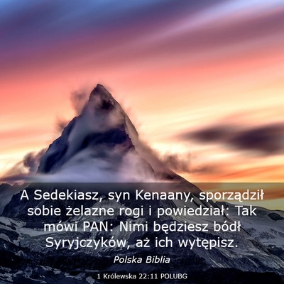 Picture 03 - 1 Królewska 22:11 POLUBG - A Sedekiasz, syn Kenaany, sporządził sobie - Bible Verse Picture