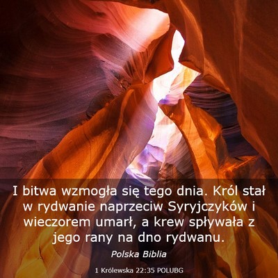 Picture 03 - 1 Królewska 22:35 POLUBG - I bitwa wzmogła się tego dnia. Król stał w - Bible Verse Picture
