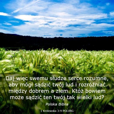Picture 03 - 1 Królewska 3:9 POLUBG - Daj więc swemu słudze serce rozumne, aby mógł - Bible Verse Picture