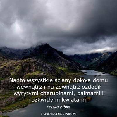 Picture 03 - 1 Królewska 6:29 POLUBG - Nadto wszystkie ściany dokoła domu wewnątrz i - Bible Verse Picture