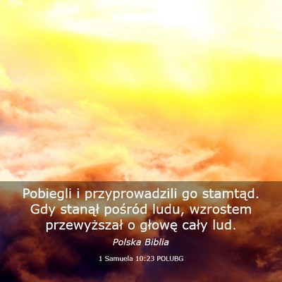 Picture 03 - 1 Samuela 10:23 POLUBG - Pobiegli i przyprowadzili go stamtąd. Gdy - Bible Verse Picture