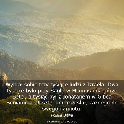 Picture 03 - 1 Samuela 13:2 POLUBG - Wybrał sobie trzy tysiące ludzi z Izraela. Dwa - Bible Verse Picture