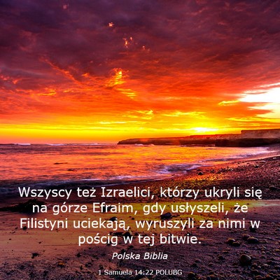 Picture 03 - 1 Samuela 14:22 POLUBG - Wszyscy też Izraelici, którzy ukryli się na - Bible Verse Picture