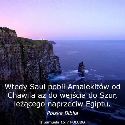 Picture 03 - 1 Samuela 15:7 POLUBG - Wtedy Saul pobił Amalekitów od Chawila aż do - Bible Verse Picture