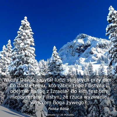 Picture 03 - 1 Samuela 17:26 POLUBG - Wtedy Dawid zapytał ludzi stojących przy nim: - Bible Verse Picture