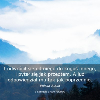 Picture 03 - 1 Samuela 17:30 POLUBG - I odwrócił się od niego do kogoś innego, i - Bible Verse Picture