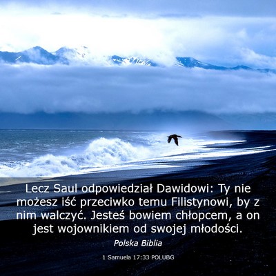 Picture 03 - 1 Samuela 17:33 POLUBG - Lecz Saul odpowiedział Dawidowi: Ty nie możesz - Bible Verse Picture
