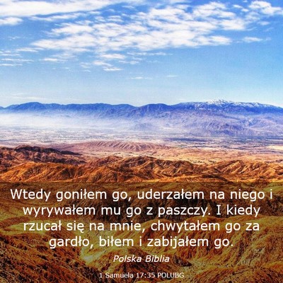 Picture 03 - 1 Samuela 17:35 POLUBG - Wtedy goniłem go, uderzałem na niego i - Bible Verse Picture