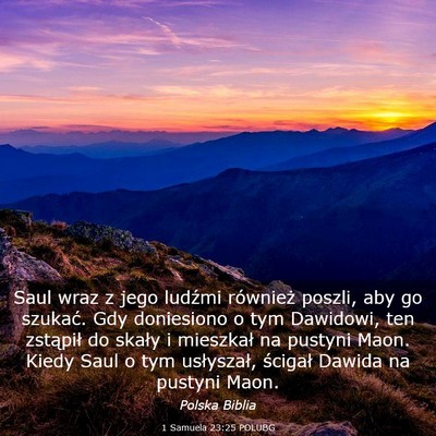 Picture 03 - 1 Samuela 23:25 POLUBG - Saul wraz z jego ludźmi również poszli, aby go - Bible Verse Picture