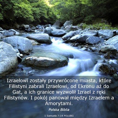 Picture 03 - 1 Samuela 7:14 POLUBG - Izraelowi zostały przywrócone miasta, które - Bible Verse Picture