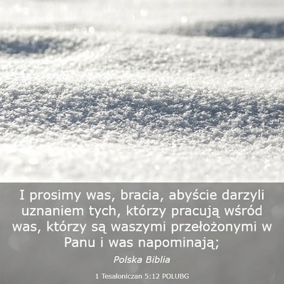 Picture 03 - 1 Tesaloniczan 5:12 POLUBG - I prosimy was, bracia, abyście darzyli uznaniem - Bible Verse Picture