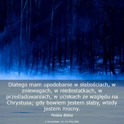 Picture 03 - 2 Koryntian 12:10 POLUBG - Dlatego mam upodobanie w słabościach, w - Bible Verse Picture