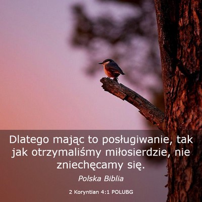 Picture 03 - 2 Koryntian 4:1 POLUBG - Dlatego mając to posługiwanie, tak jak - Bible Verse Picture
