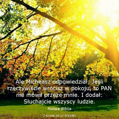 Picture 03 - 2 Kronik 18:27 POLUBG - Ale Micheasz odpowiedział: Jeśli rzeczywiście - Bible Verse Picture