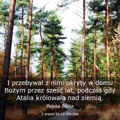 Picture 03 - 2 Kronik 22:12 POLUBG - I przebywał z nimi ukryty w domu Bożym przez - Bible Verse Picture