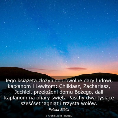 Picture 03 - 2 Kronik 35:8 POLUBG - Jego książęta złożyli dobrowolne dary - Bible Verse Picture