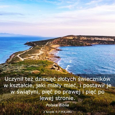 Picture 03 - 2 Kronik 4:7 POLUBG - Uczynił też dziesięć złotych świeczników w - Bible Verse Picture
