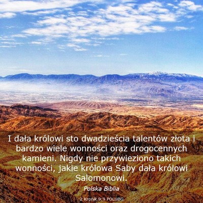 Picture 03 - 2 Kronik 9:9 POLUBG - I dała królowi sto dwadzieścia talentów - Bible Verse Picture