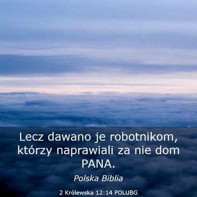 Picture 03 - 2 Królewska 12:14 POLUBG - Lecz dawano je robotnikom, którzy naprawiali za - Bible Verse Picture
