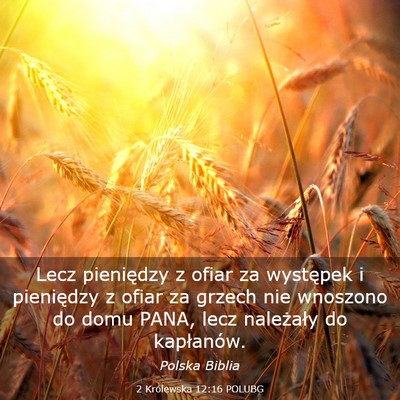 Picture 03 - 2 Królewska 12:16 POLUBG - Lecz pieniędzy z ofiar za występek i pieniędzy - Bible Verse Picture
