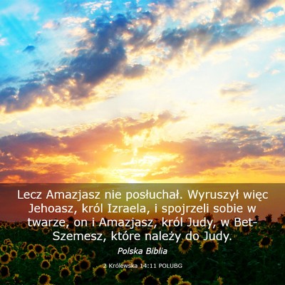 Picture 03 - 2 Królewska 14:11 POLUBG - Lecz Amazjasz nie posłuchał. Wyruszył więc - Bible Verse Picture