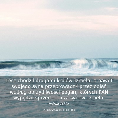 Picture 03 - 2 Królewska 16:3 POLUBG - Lecz chodził drogami królów Izraela, a nawet - Bible Verse Picture