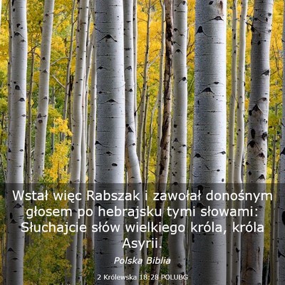 Picture 03 - 2 Królewska 18:28 POLUBG - Wstał więc Rabszak i zawołał donośnym - Bible Verse Picture