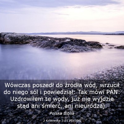 Picture 03 - 2 Królewska 2:21 POLUBG - Wówczas poszedł do źródła wód, wrzucił do - Bible Verse Picture