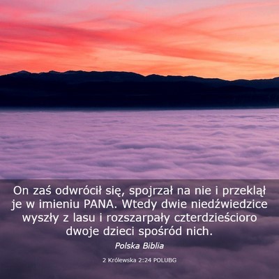 Picture 03 - 2 Królewska 2:24 POLUBG - On zaś odwrócił się, spojrzał na nie i - Bible Verse Picture