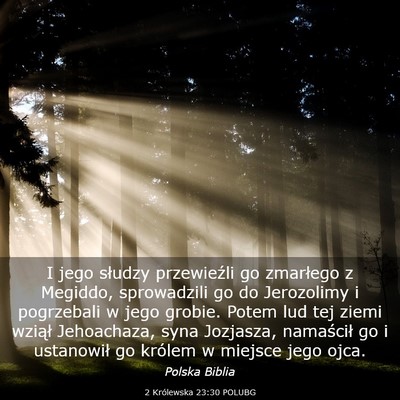 Picture 03 - 2 Królewska 23:30 POLUBG - I jego słudzy przewieźli go zmarłego z - Bible Verse Picture