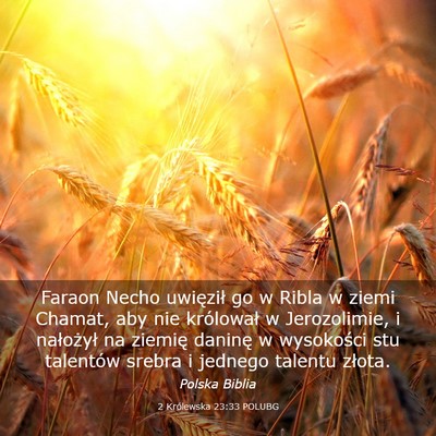 Picture 03 - 2 Królewska 23:33 POLUBG - Faraon Necho uwięził go w Ribla w ziemi Chamat, - Bible Verse Picture