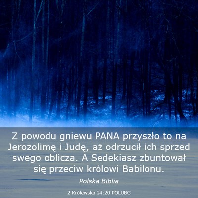 Picture 03 - 2 Królewska 24:20 POLUBG - Z powodu gniewu PANA przyszło to na Jerozolimę - Bible Verse Picture