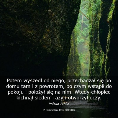 Picture 03 - 2 Królewska 4:35 POLUBG - Potem wyszedł od niego, przechadzał się po - Bible Verse Picture