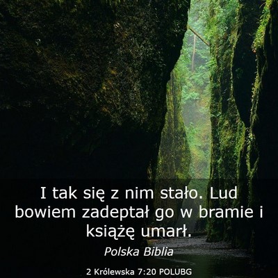 Picture 03 - 2 Królewska 7:20 POLUBG - I tak się z nim stało. Lud bowiem zadeptał go - Bible Verse Picture