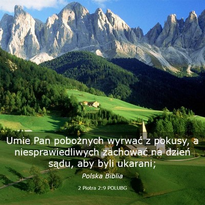 Picture 03 - 2 Piotra 2:9 POLUBG - Umie Pan pobożnych wyrwać z pokusy, a - Bible Verse Picture