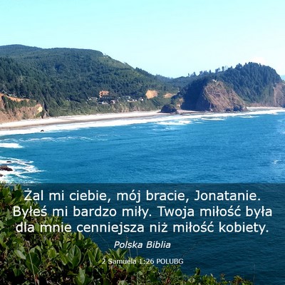 Picture 03 - 2 Samuela 1:26 POLUBG - Żal mi ciebie, mój bracie, Jonatanie. Byłeś - Bible Verse Picture