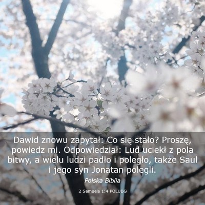 Picture 03 - 2 Samuela 1:4 POLUBG - Dawid znowu zapytał: Co się stało? Proszę, - Bible Verse Picture